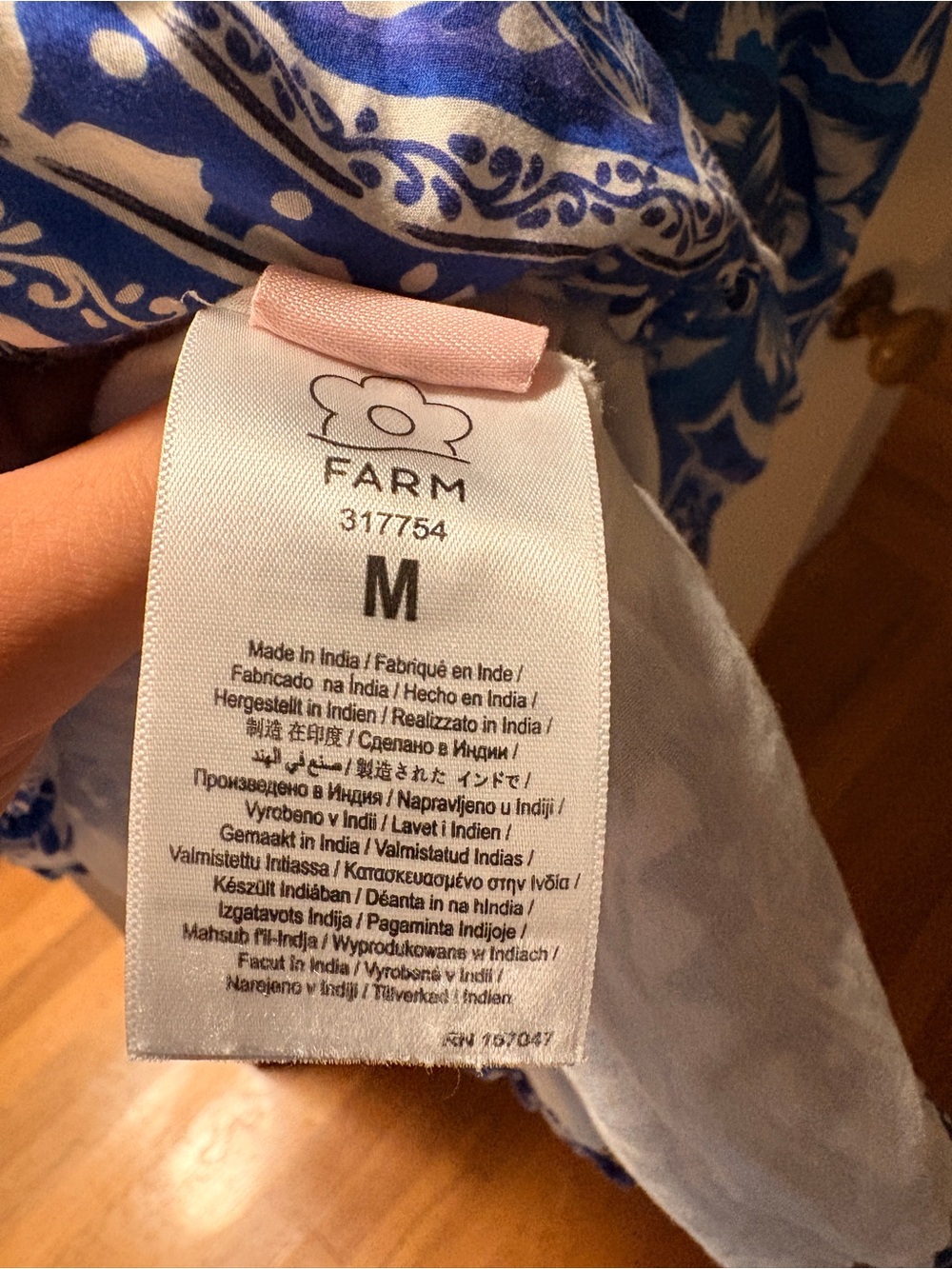 Farm Rio Blue Floral Puff-Sleeve cotton cropped Peplum Top - Picture 5 of 9